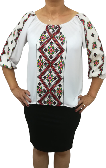 Bluză din voal și bumbac satinat